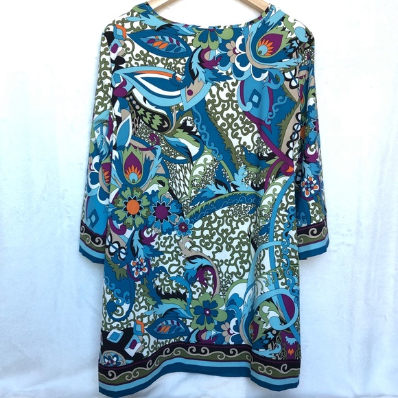 Nicole Miller Multicolored Paisley  Tunic Top - Picture 2 of 8
